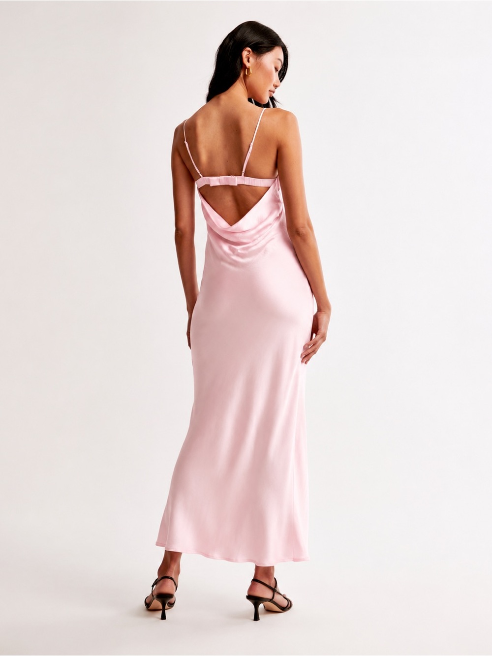 🆕(NWT) ABERCROMBIE & FITCH Julia Slip Cowl Back-Bow Maxi Dress. Light Pink. XS.